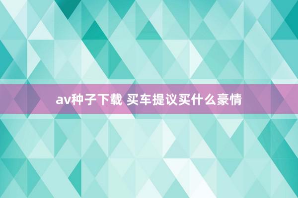 av种子下载 买车提议买什么豪情