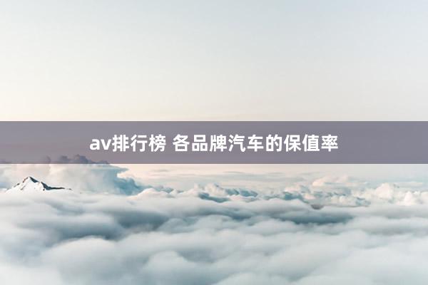 av排行榜 各品牌汽车的保值率