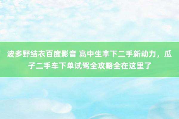 波多野结衣百度影音 高中生拿下二手新动力，瓜子二手车下单试驾全攻略全在这里了