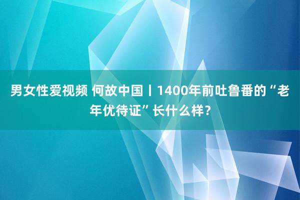 男女性爱视频 何故中国丨1400年前吐鲁番的“老年优待证”长什么样？