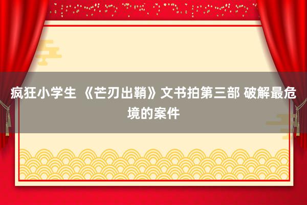 疯狂小学生 《芒刃出鞘》文书拍第三部 破解最危境的案件