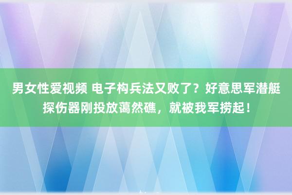 男女性爱视频 电子构兵法又败了？好意思军潜艇探伤器刚投放蔼然礁，就被我军捞起！