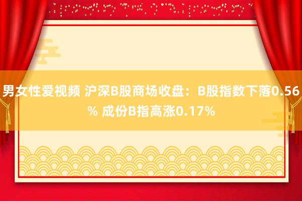 男女性爱视频 沪深B股商场收盘：B股指数下落0.56% 成份B指高涨0.17%