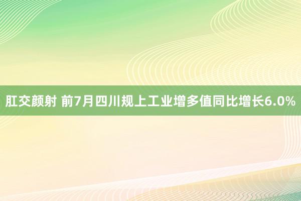 肛交颜射 前7月四川规上工业增多值同比增长6.0%