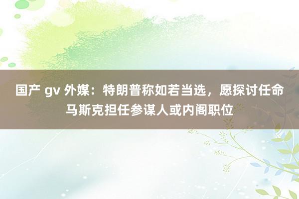 国产 gv 外媒：特朗普称如若当选，愿探讨任命马斯克担任参谋人或内阁职位